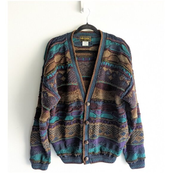 Canadian Impressions Vintage Grandpa 3D knit Cardigan - Picture 1 of 8